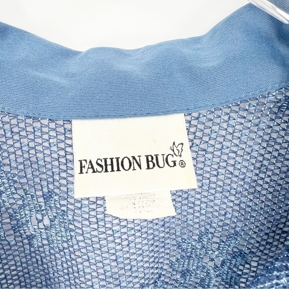 Fashion Bug Vintage Y2K Mesh Collared Top S Blue - Picture 5 of 6